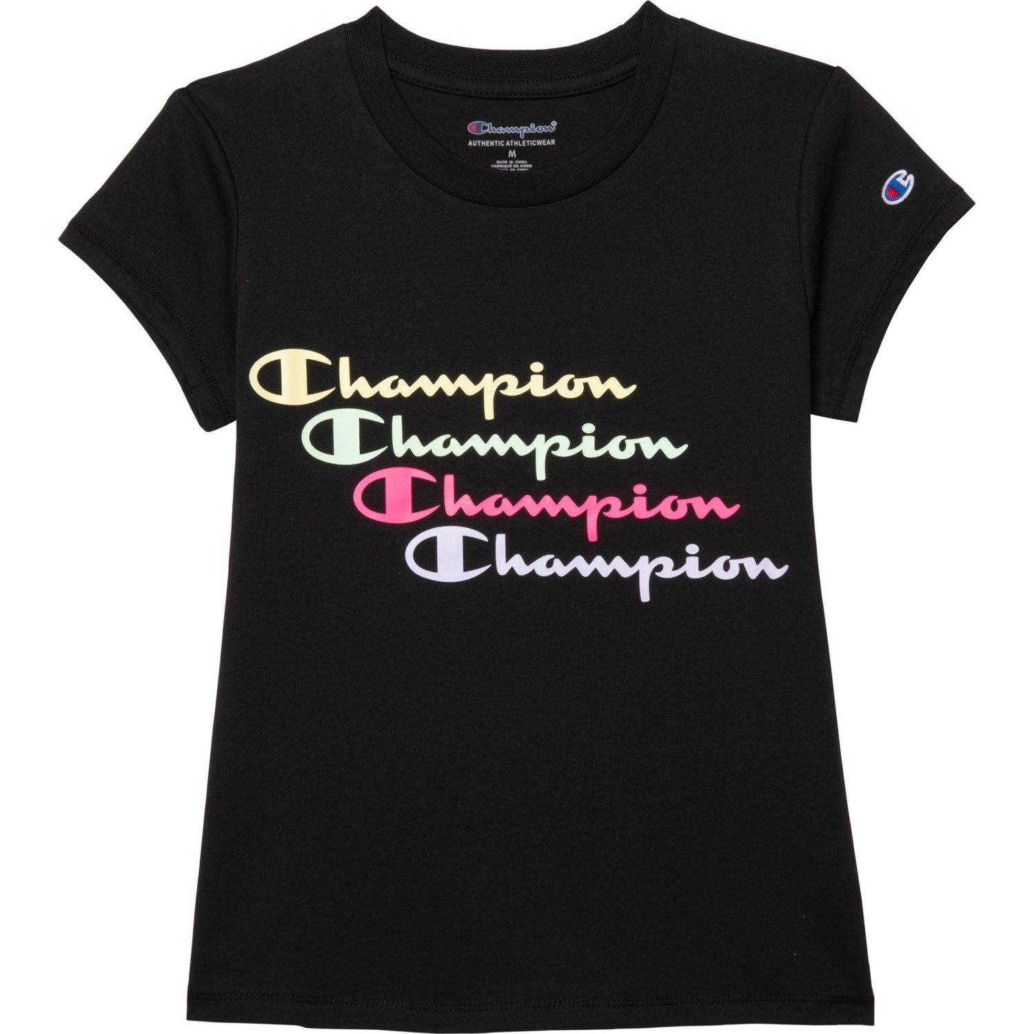 Champion Big Girls Stair Stack Script T-Shirt - Short Sleeve