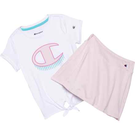 Champion Little Girls T-Shirt and Skort Set - Short Sleeve in Bright White