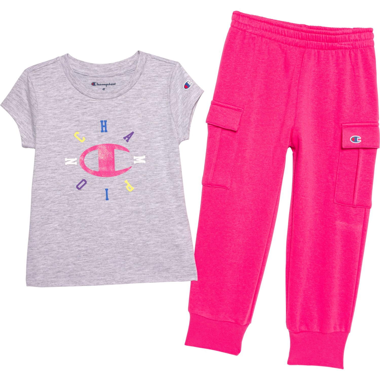 Champion Toddler Girls Graphic T Shirt and Joggers Set Short Sleeve Save 35