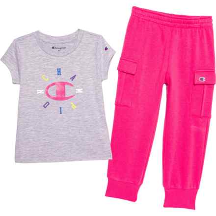 Champion Toddler Girls Graphic T-Shirt and Joggers Set - Short Sleeve in Grey Heather