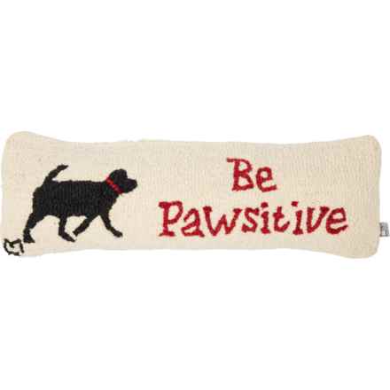 Chandler 4 Corners Be Pawsitive Hand-Hooked Bolster Pillow - Wool, 8x24” in Multi