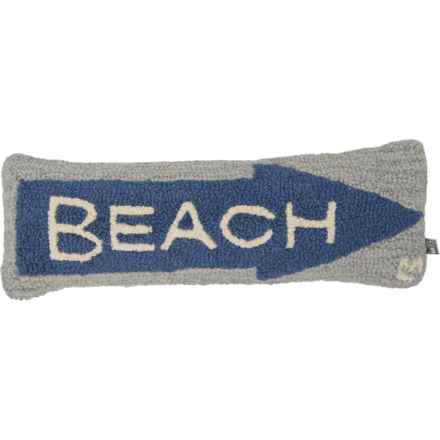 Chandler 4 Corners Beach Hand-Hooked Throw Pillow – Wool, 8x24” in Navy