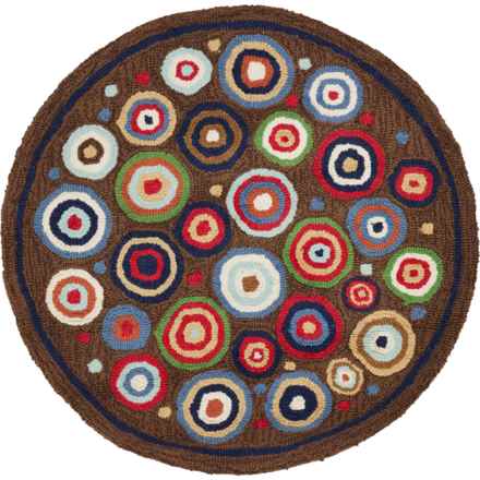 Chandler 4 Corners Bull’s Eye Hand-Hooked Wool Area Rug - 3x3’, Multi in Multi