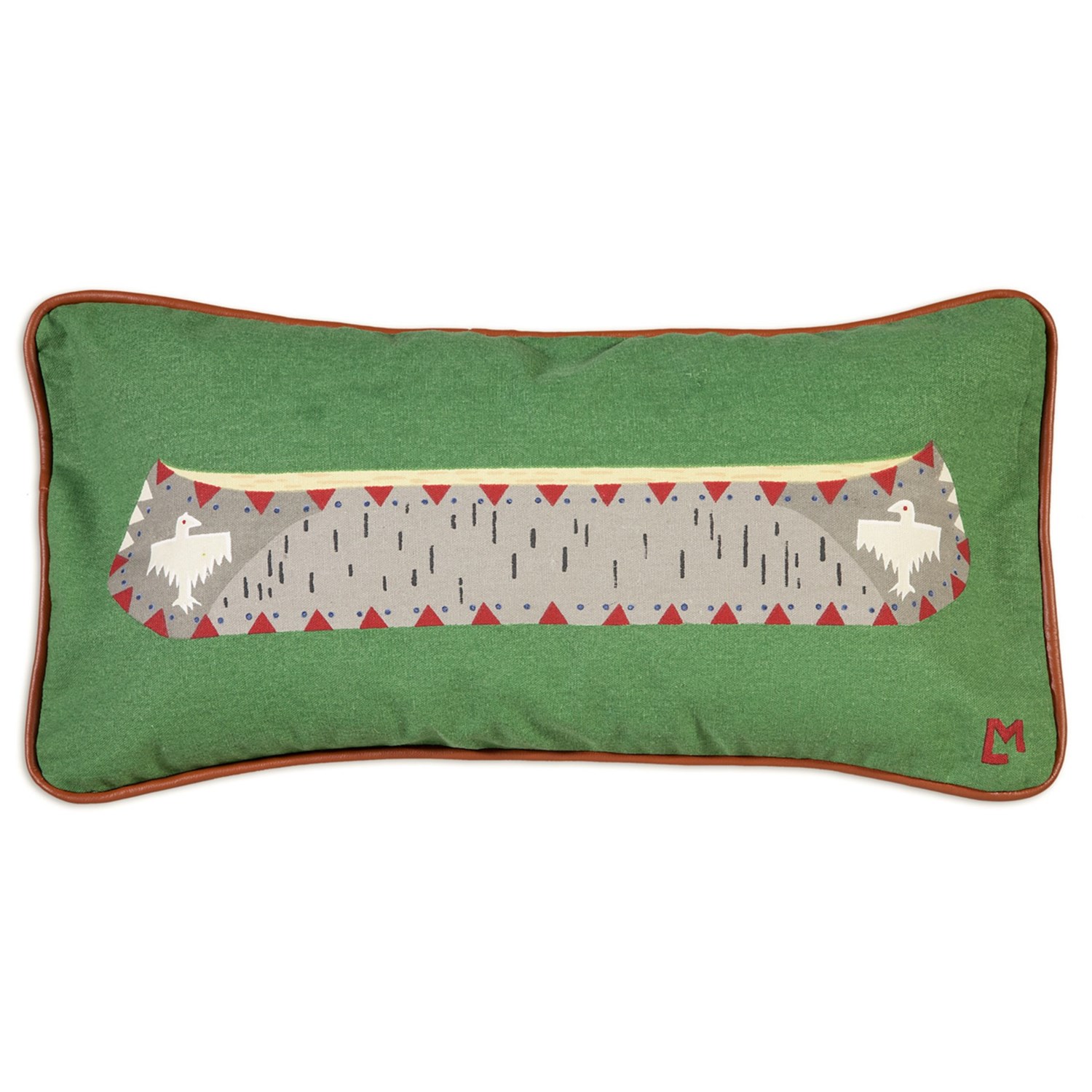 Chandler 4 Corners Canoe on Green Canvas Pillow 12x24” Save 50