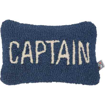 Chandler 4 Corners Captain Hand-Hooked Throw Pillow - Wool, 8x12” in Navy