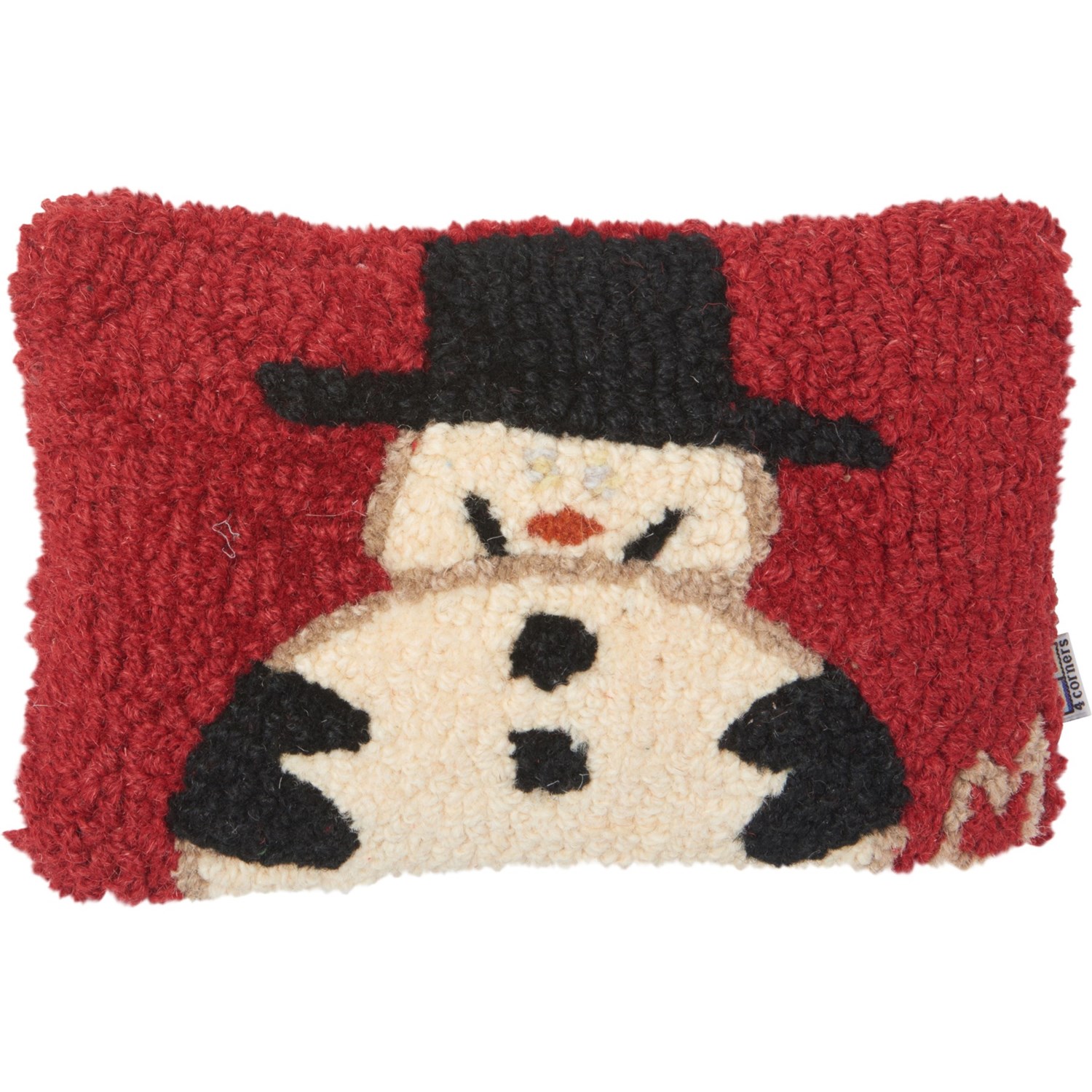 Chandler 4 Corners Fat Frosty Snowman HandHooked Throw Pillow 8x12