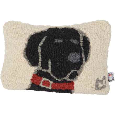 Chandler 4 Corners Harley Black Dog Hand-Hooked Throw Pillow - Wool, 8x12” in White Blk