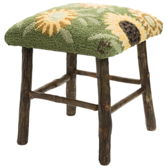 Chandler 4 Corners Hickory and Wool Foot Stool in Sunflowers