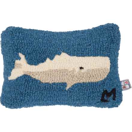 Chandler 4 Corners Humphrey Whale Throw Pillow - Hand-Hooked Wool, 8x12” in Multi