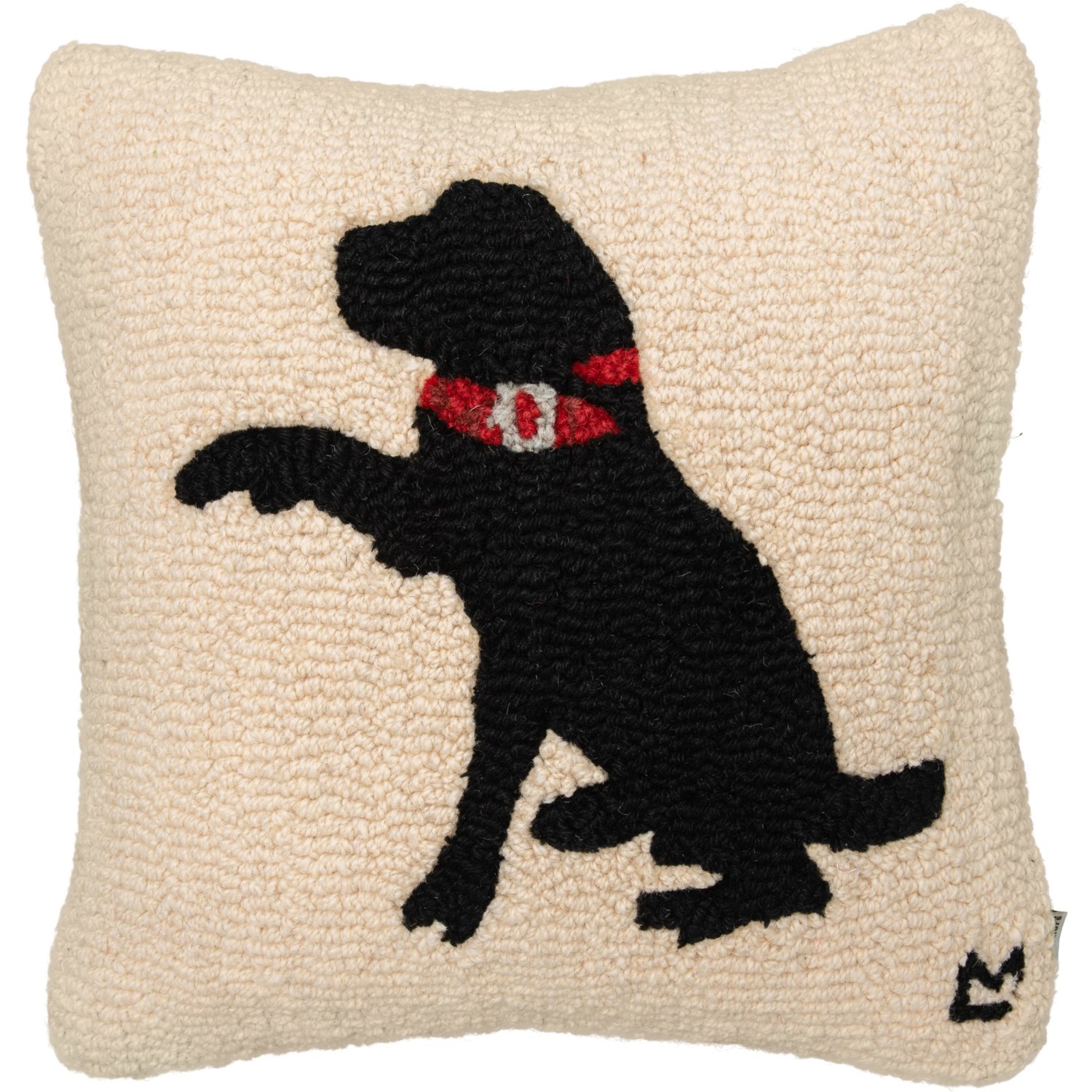 Chandler 4 Corners Ivory Please Black Lab Hand Hooked Wool Throw