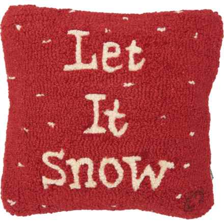 Chandler 4 Corners Let It Snow Hand-Hooked Pillow - Wool, 14x14” in Red