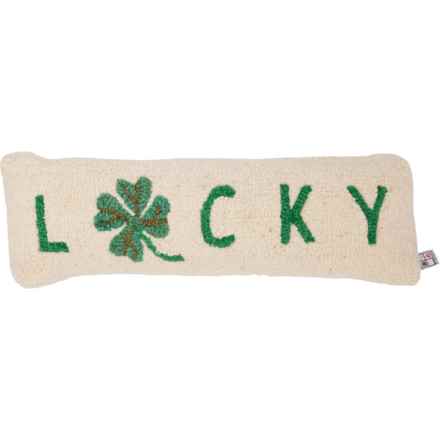 Chandler 4 Corners Lucky Hand-Hooked Throw Pillow - Wool, 8x24” in Multi