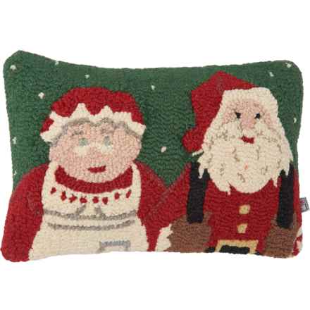 Chandler 4 Corners Mr. and Mrs. Claus Hand-Hooked Throw Pillow - Wool, 14x20” in Multi