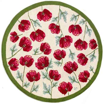 Chandler 4 Corners Poppy Profusion Round Hand-Hooked Wool Rug - 5’ Round, Red in Red