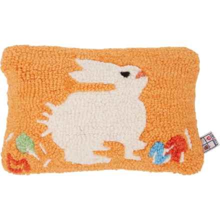 Chandler 4 Corners Rabbit Throw Pillow - Hand-Hooked Wool, 8x12” in Multi