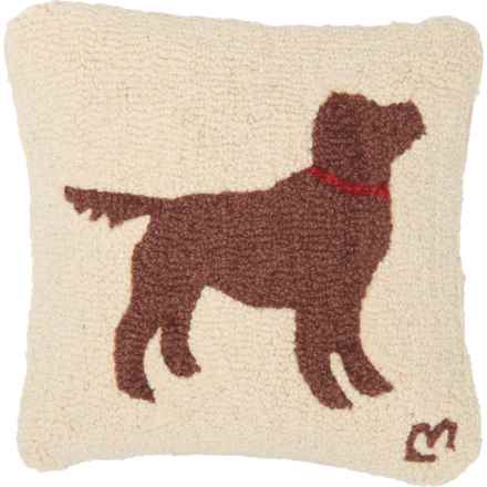 Chandler 4 Corners Ready Chocolate Retriever Hand-Hooked Throw Pillow - 14x14” in Ivory