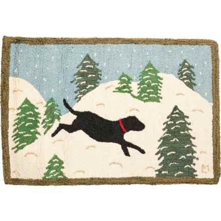 Chandler 4 Corners Snow Black Dog Hand-Hooked Wool Rug - 2x3’ in Multi