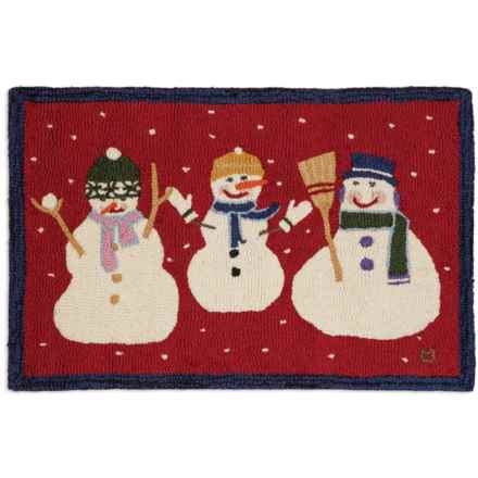 Chandler 4 Corners Snowman Family Hand-Hooked Wool Rug - 2x3’, Multi in Multi