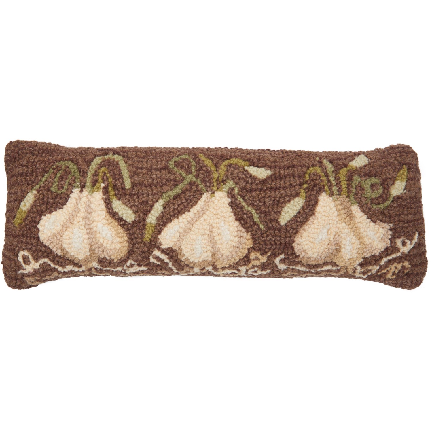 Chandler 4 Corners Three Garlic Hooked Throw Pillow 8x24 Wool