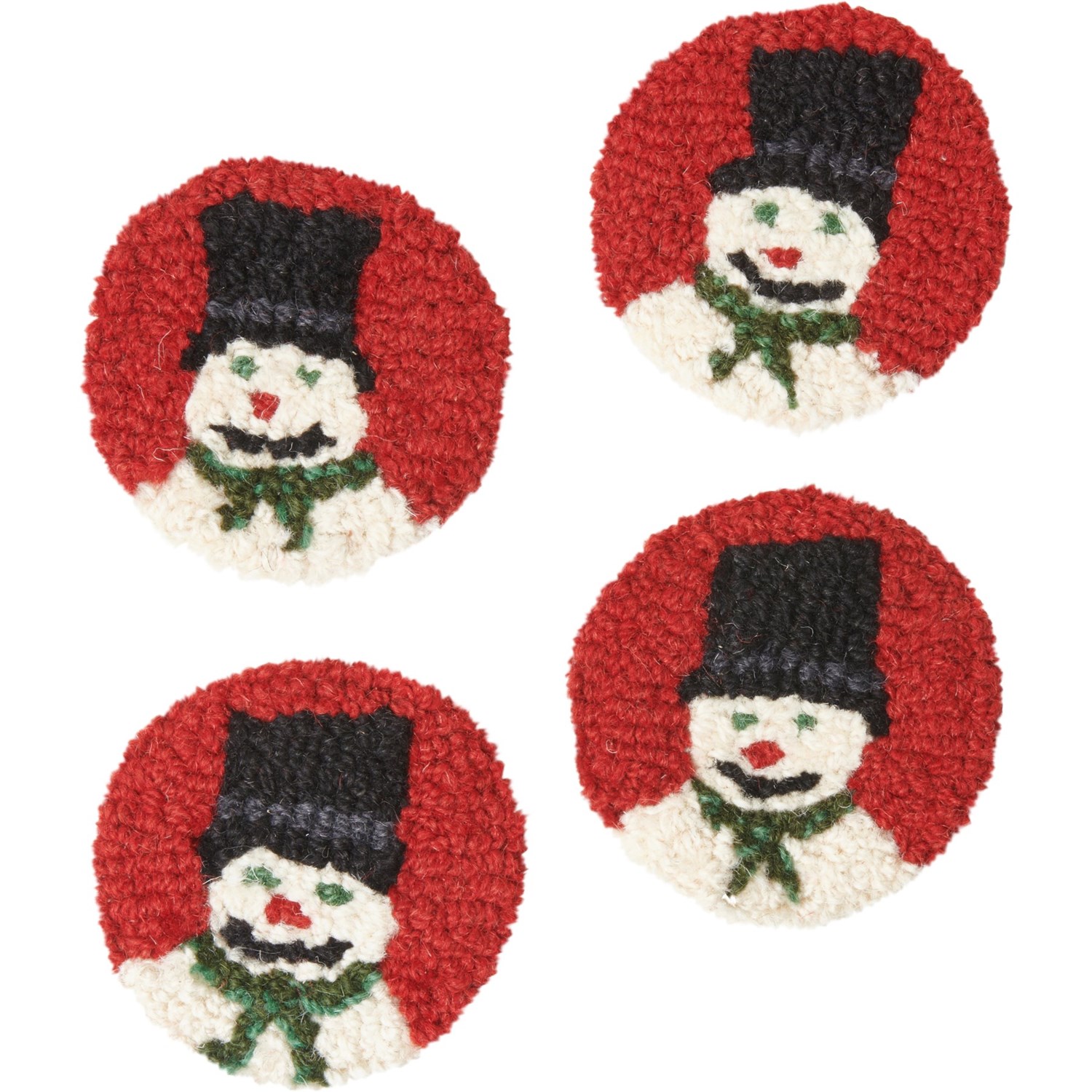 Chandler 4 Corners Top Hat Snowman Coasters HandHooked Wool, Set of 4 Save 59