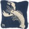 Chandler 4 Corners White Lobster On Navy Hand-Hooked Throw Pillow - Wool, 14x14” in Blue
