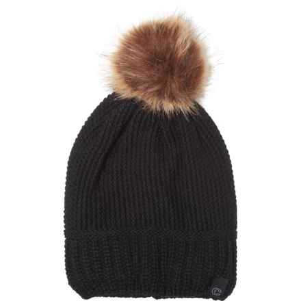 Chaos Band Stitch Pom Beanie (For Women) in Black