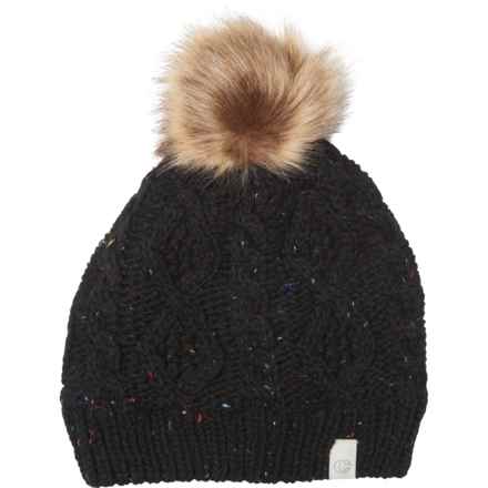 Chaos Cable-Knit Polar-Lined Beanie - Faux-Fur Pom (For Women) in Black