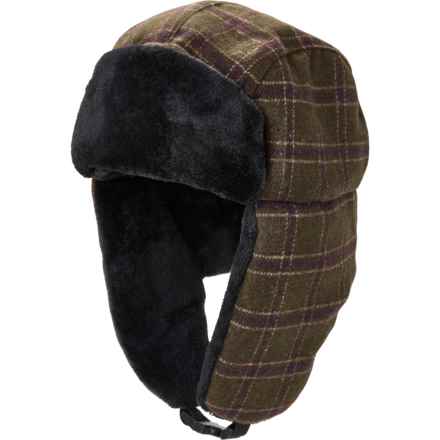 Chaos Check Flannel Trapper Hat in Olive