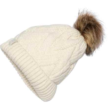 Chaos Crisscross Knit Cuffed Beanie (For Girls) in Ivory