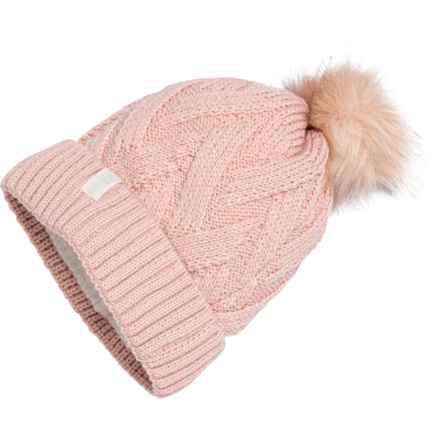 Chaos Crisscross Knit Cuffed Beanie (For Girls) in Pink