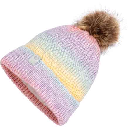 Chaos Knit Cuff Faux-Fur Pom Beanie (For Girls) in Multi