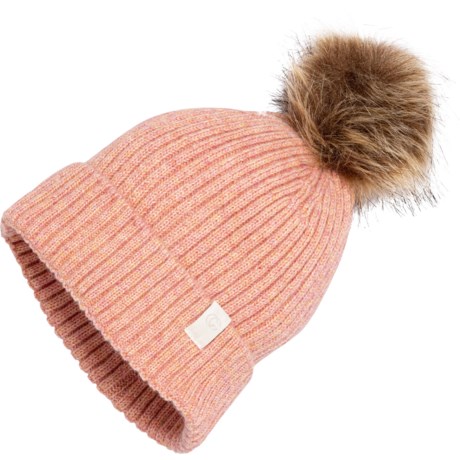 Chaos Rib Knit Cuffed Beanie (For Girls) in Pink