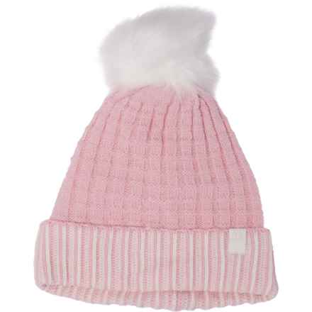 Chaos Ribbed Knit Cuff Beanie - Fleece Lined (For Big Girls) in Pink