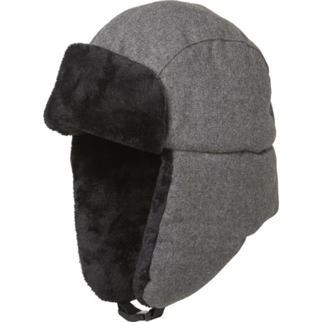 Chaos Insulated Faux-Fur Trim Wool-Blend Flannel Trapper Hat (Grey)