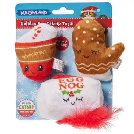 Chase 'N Chomp Holiday Catnip Plush Cat Toys - 3-Pack in Eggnog/Latte/Mitten