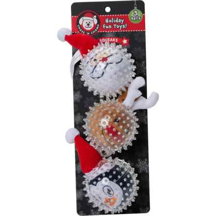 Chase 'N Chomp Holiday Character Spiky Balls Dog Toys - 3-Pack in Multi