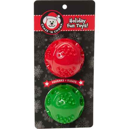 Chase 'N Chomp Holiday Large Squeaker Ball Dog Toy - 2-Pack in Green/Red