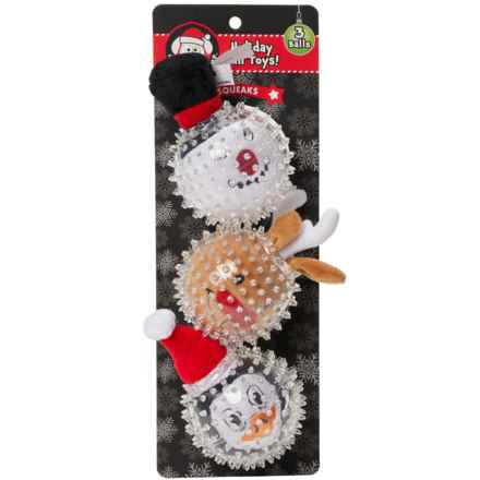 Chase 'N Chomp Spikey Holiday Character Dog Toy Balls - 3-Pack in Multi