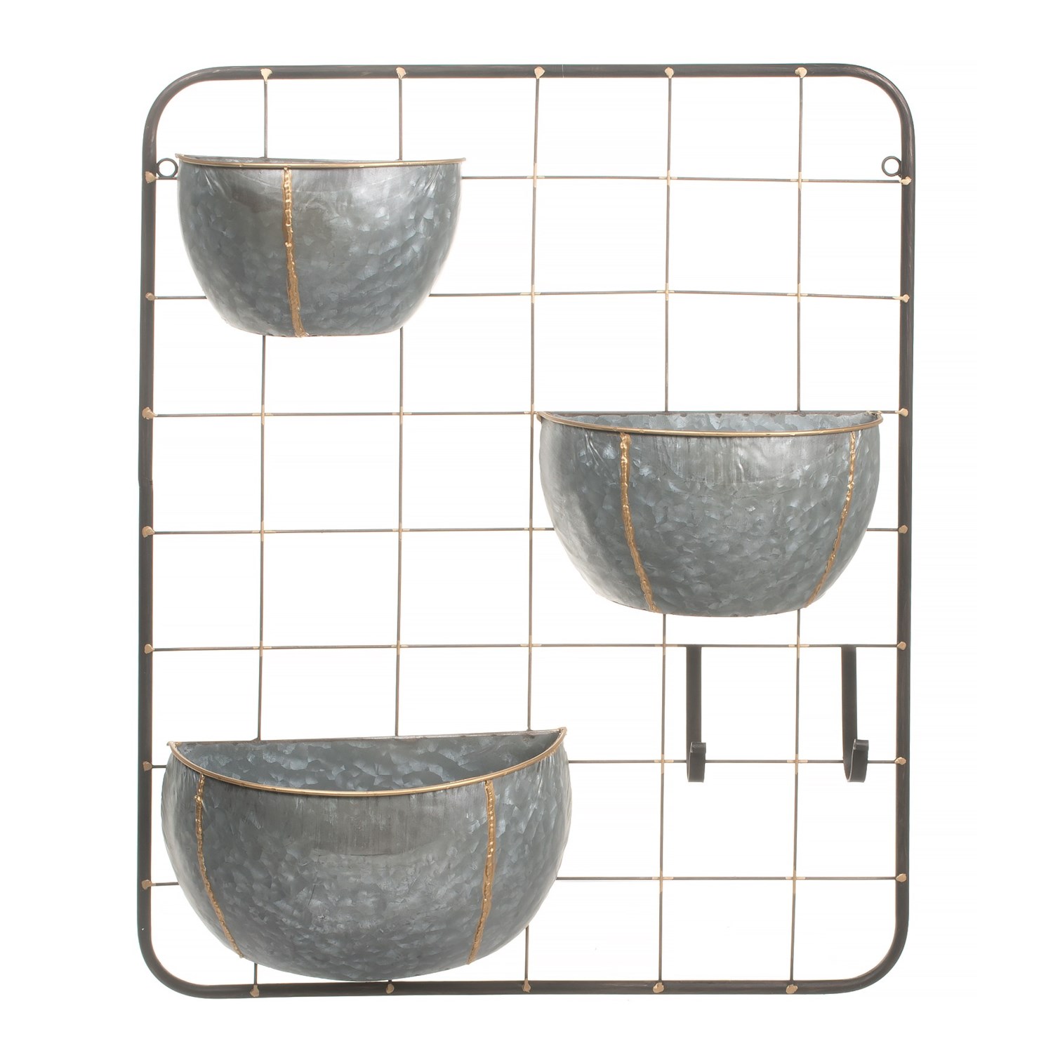 Cheung’s Rattan 3Pot Wall Planter with Hooks 26×21”