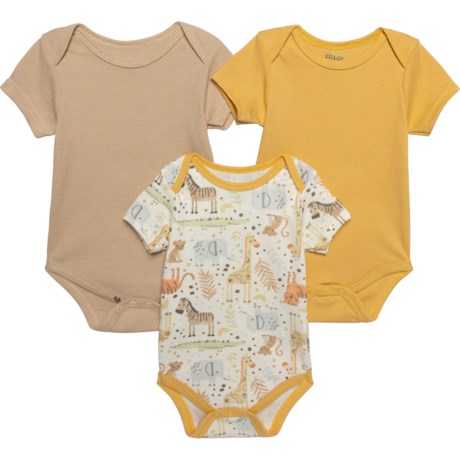 Chick Pea Infant Fashion Baby Bodysuits - 3-Pack, Short Sleeve in Tan