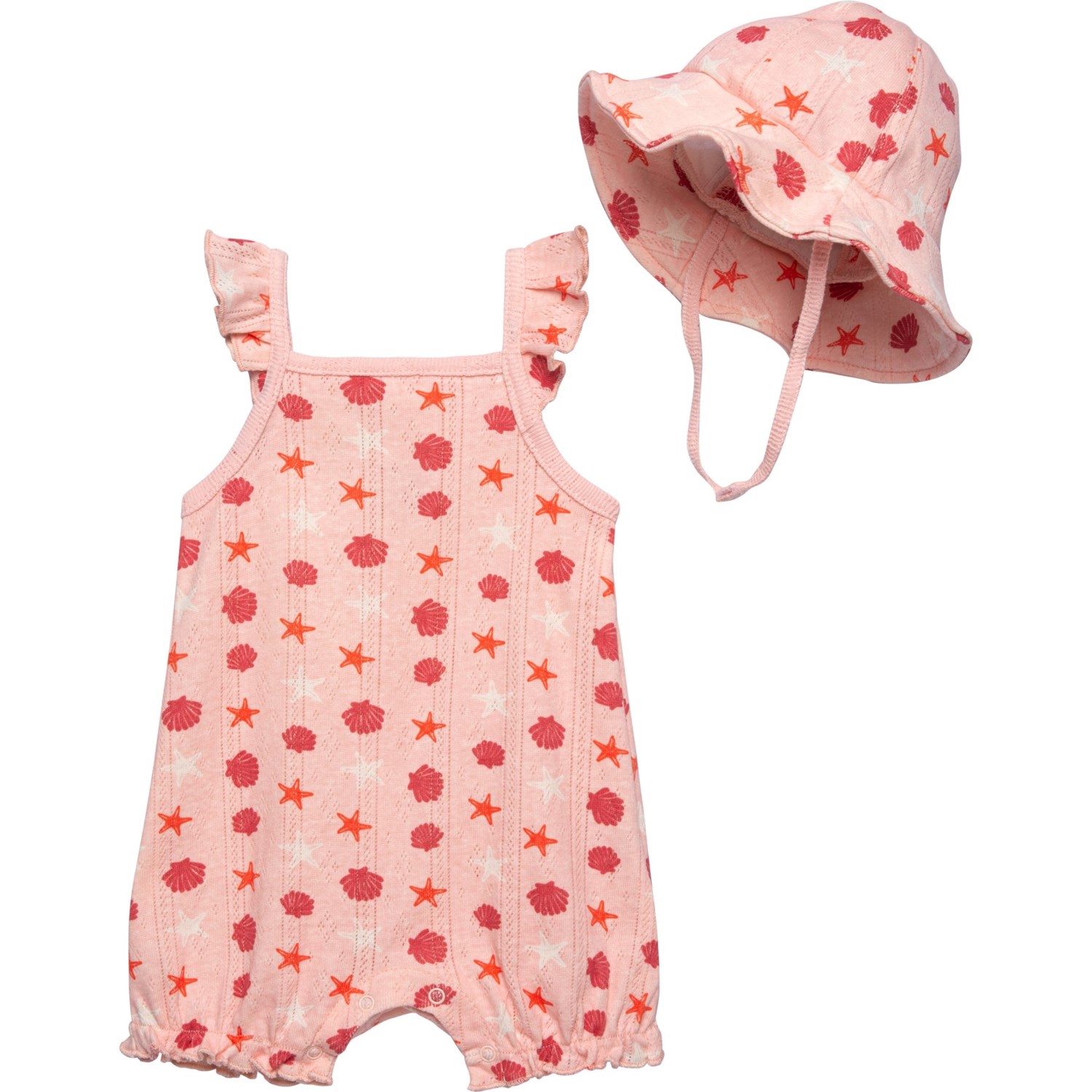 Chick Pea Infant Girls Fashion Romper and Hat Set - Sleeveless