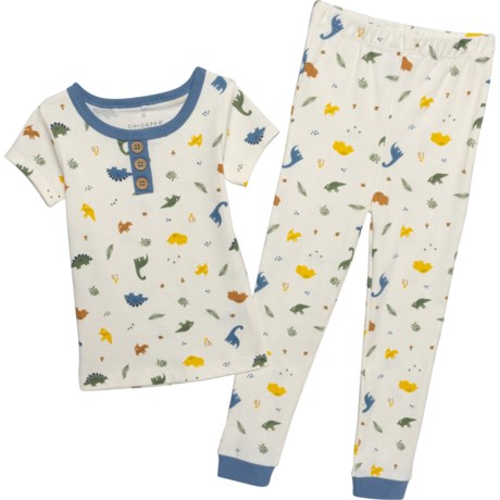 CHICKPEA ORGANIC Infant Boys Dino Print Sleep Set - Organic Cotton, Short Sleeve in Multi
