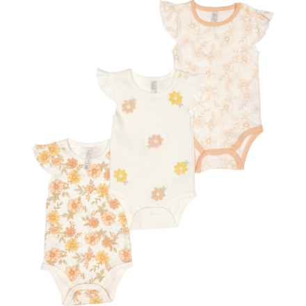 CHICKPEA ORGANIC Infant Girls Baby Bodysuit - 3-Pack, Short Sleeve in Multi