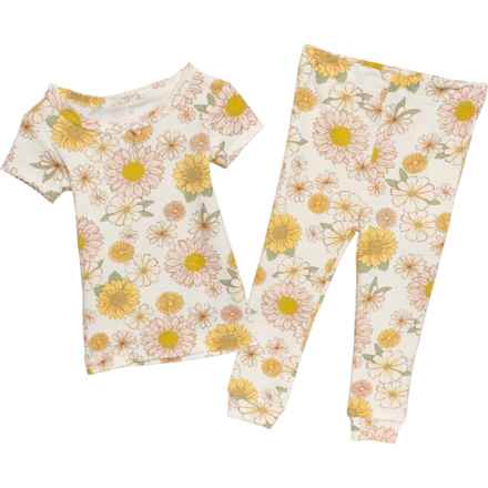 CHICKPEA ORGANIC Infant Girls Big Floral Print Pajamas - Organic Cotton, Short Sleeve in Multi