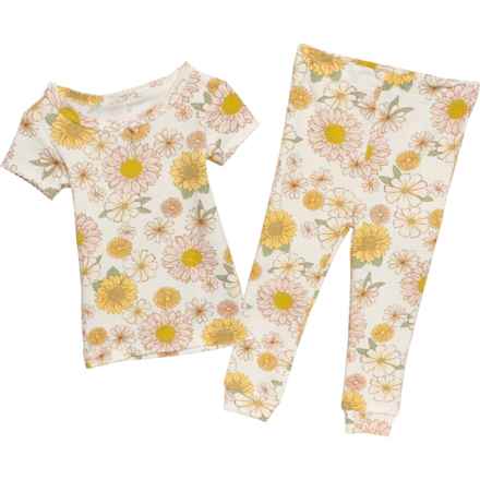 CHICKPEA ORGANIC Toddler Girls Big Floral Print Pajamas - Organic Cotton, Short Sleeve in Multi