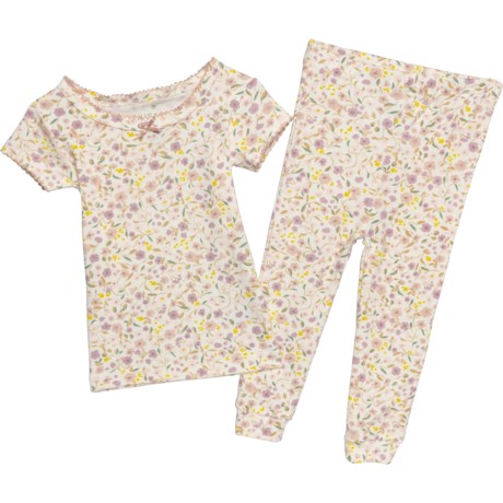CHICKPEA ORGANIC Toddler Girls Floral Print Pajamas - Organic Cotton, Short Sleeve in Multi