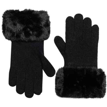 Christian Siriano New York Cashmere Gloves with Faux-Fur Trim (For Women) in Black