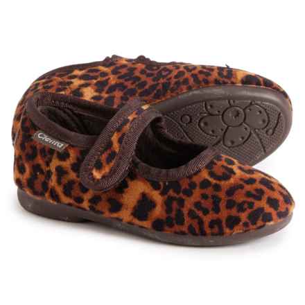 Cienta Made in Spain Little Girls Velvet Mary Jane Shoes in Leopard/Marron