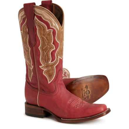 Circle G by CORRAL Embroidery and Overlay Western Boots - Leather, Square Toe (For Women) in Red