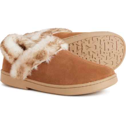 Clarks Bootie Slippers - Leather (For Women) in Tan/Fancy Fur